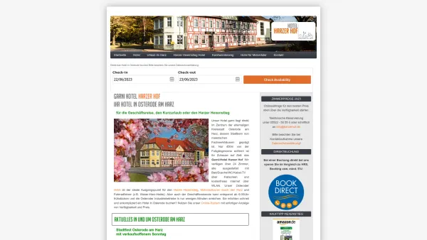Website Screenshot: Hotel Harzer Hof - Hotel Harzer Hof - Das Hotel garni in Osterode am Harz - Date: 2023-06-20 10:37:56