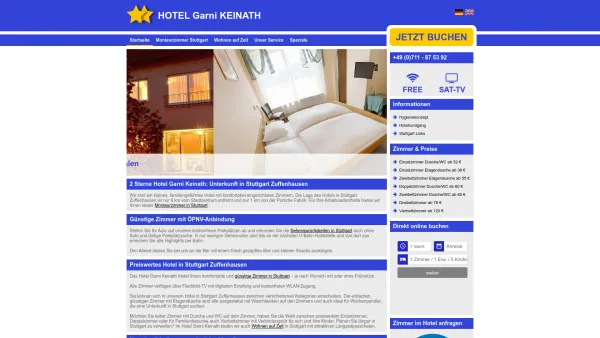 Website Screenshot: Hotel Garni Keinath - Unterkunft im 2* Garni Hotel| Hotel Keinath Stuttgart - Date: 2023-06-20 10:37:56