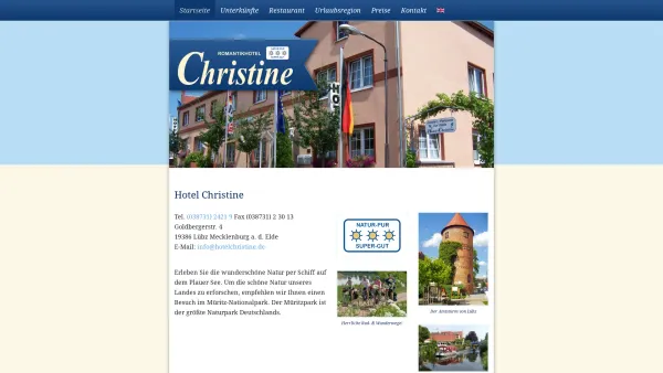 Website Screenshot: Hotel Christine - Hotel Christine – Lübz a. d. Elde / Mecklenburg - Date: 2023-06-20 10:37:58
