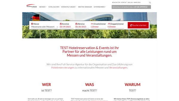 Website Screenshot: T.E.S.T. Hotelservice Berlin GmbH - Hotelreservation & Events - Date: 2023-06-20 10:37:58