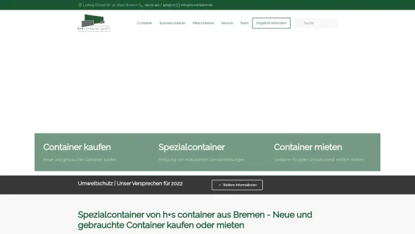 Website Screenshot: H & S Container GmbH -  SICHER. SCHNELL.  INDIVIDUELL. - Spezialcontainer, neue und gebrauchte Container mieten und kaufen - Date: 2023-06-20 10:37:59