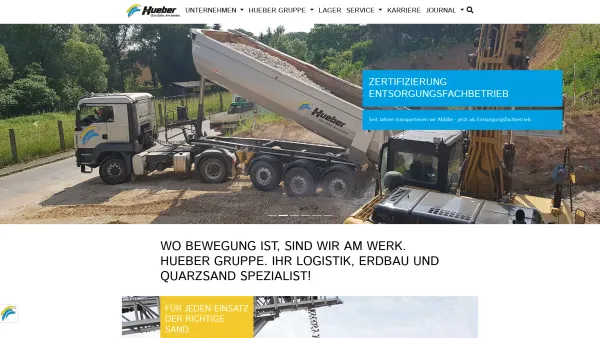 Website Screenshot: Hueber GmbH & Co. KG -  Quarzsand  für Bau, Industrie und Sport - Hueber GmbH & Co. KG: Logistik, Erdbau & Schüttgut Spezialist - Hueber Pleinfeld - Date: 2023-06-20 10:37:59