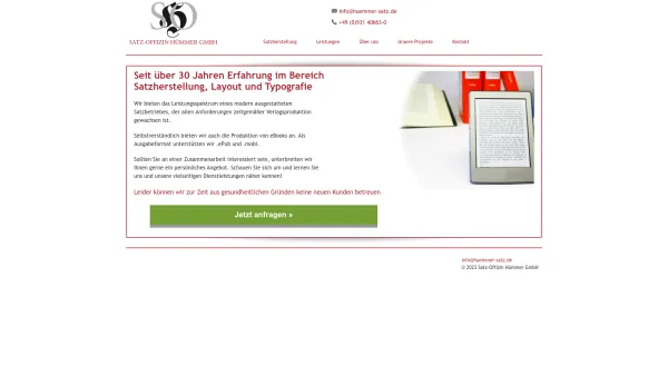 Website Screenshot: Satz-Offizin Hümmer GmbH -  Ihre  Spezialisten für Druck + Satz - eBook-Herstellung, Satzherstellung, XML Satz-Offizin Hümmer - Date: 2023-06-20 10:37:59