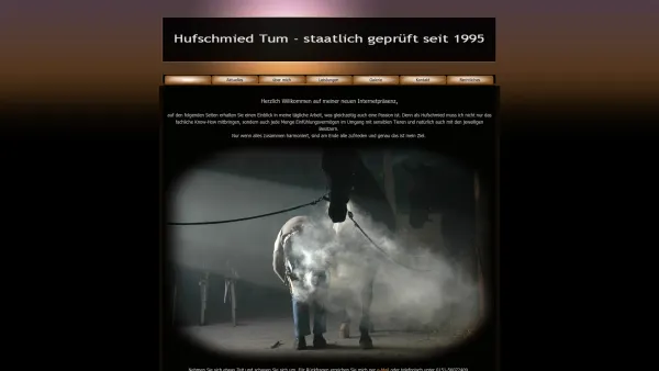 Website Screenshot: Hufschmied Stefan Tum - Willkommen beim Hufschmied Stefan Tum - hufschmied-tum - Date: 2023-06-20 10:37:59
