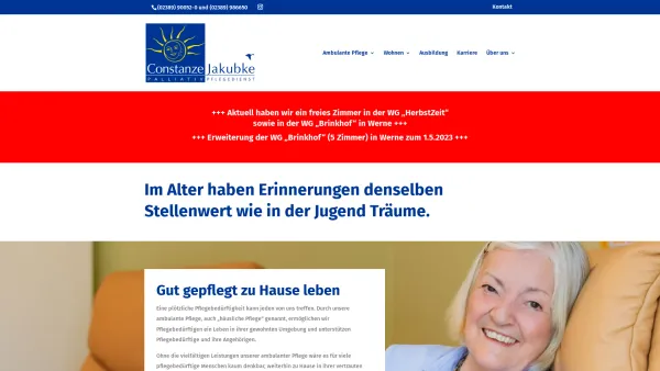 Website Screenshot: Pflegedienst Constanze Jakubke ihr-pflegestuetzpunkt.de - Ambulanter und Palliativ-Pflegedienst Constanze Jakubke Werne - Date: 2023-06-20 10:38:01