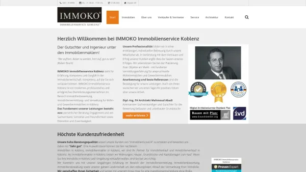 Website Screenshot: IMMOKO Immobilienservice Koblenz - Der Gutachter und Ingenieur unter den Maklern! Ihr Partner für Grundstücke und Immobilien in Koblenz. Wenn Sie eine Immobilie kaufen oder verkaufen wollen, sind Sie bei uns richtig. - Date: 2023-06-20 10:38:01
