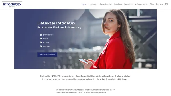Website Screenshot: INFODATEX Informationen + Ermittlungen GmbH -  Detektei - Diskrete Ermittlungen - Infodatex - Date: 2023-06-20 10:38:04