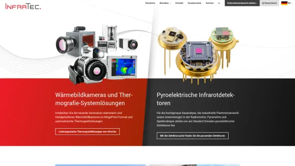 Website Screenshot: InfraTec GmbH Infrarotsensorik und Messtechnik - Spezialist für Thermografie und Infrarotsensorik InfraTec - Date: 2023-06-20 10:38:04