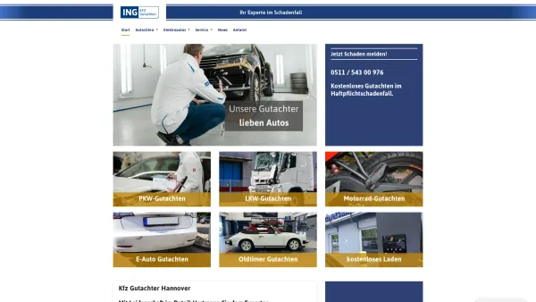 Website Screenshot: ING KFZ-Gutachten - ING | Kfz-Gutachter & Sachverständiger Hannover - Date: 2023-06-20 10:38:04