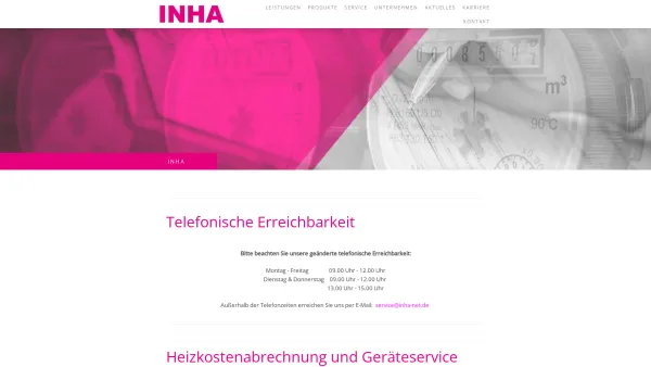 Website Screenshot: INHA Haustechnik GmbH Heizkostenabrechnung & Geräteservice - Verbrauchskostenabrechnungen und Geräteservice - INHA GmbH - Date: 2023-06-20 10:38:04