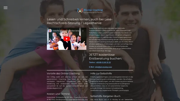 Website Screenshot: Nicolay Lernpädagogik + FamilienCoaching Legasthenie und Lese Rechtschreibschäche LRS in München - Gut lesen und schreiben lernen! - H. D. Nicolay Coaching - Date: 2023-06-20 10:38:05
