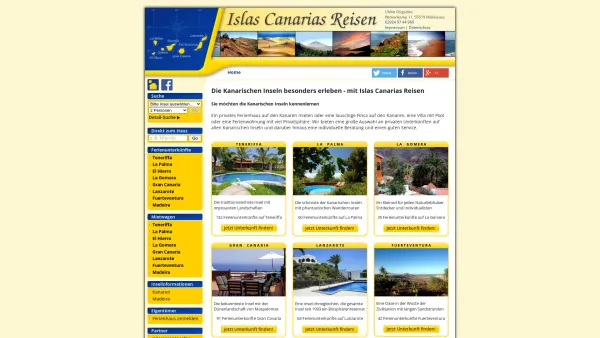 Website Screenshot: Islas Canarias Reisen - KANAREN - Private Unterkunft mieten. Ferienhaus, Finca, Villa oder Ferienwohnung auf allen Kanaren - Date: 2023-06-20 10:38:07