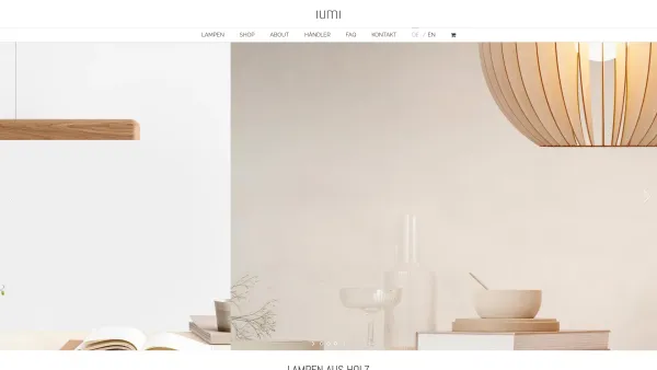 Website Screenshot: IUMI DESIGN - Außergewöhnliche Lampen aus Holz | IUMI - Date: 2023-06-20 10:42:08
