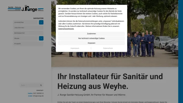 Website Screenshot: J. Runge Sanitär-Heizung GmbH - Meisterbetrieb J. Runge Sanitär-Heizung GmbH | Weyhe - Date: 2023-06-20 10:38:07