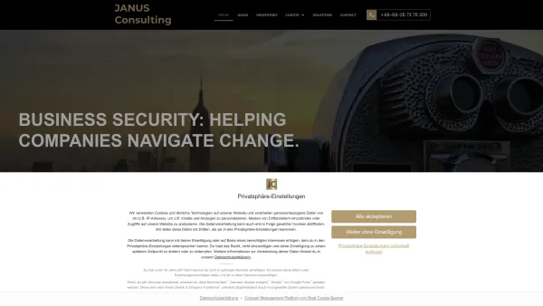 Website Screenshot: JANUS Consulting Gesellschaft für Sicherheit in der Wirtschaft mbH - Home - JANUS Consulting - Date: 2023-06-20 10:38:07