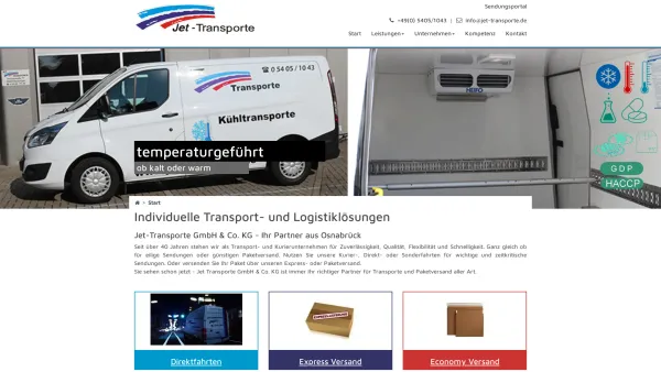 Website Screenshot: Jet-Transporte GmbH & Co. KG -  Sie  finden immer einen Billigeren, aber finden Sie noch einen Besseren? - Jet Transporte - Ihr Partner im Transport- und Kuriergeschäft aus Hasbergen. - Date: 2023-06-20 10:38:08