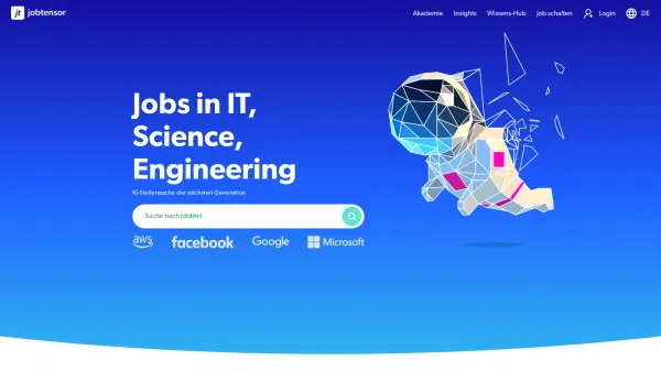 Website Screenshot: jobtensor - KI Jobbörse mit Jobs in IT, Wissenschaft und Technik | jobtensor - Date: 2023-06-20 10:38:08