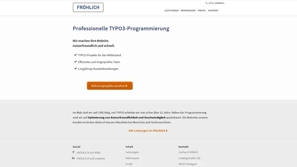 Website Screenshot: TYPO3 Programmierung in Stuttgart Jochen Fröhlich - FRÖHLICH - TYPO3-Programmierung Stuttgart - Date: 2023-06-20 10:38:08