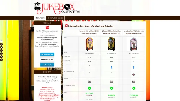 Website Screenshot: Jukebox-Kaufportal - ᐅ Jukebox kaufen: »Angebote% »Ratgeber »Vergleich - Date: 2023-06-20 10:42:08