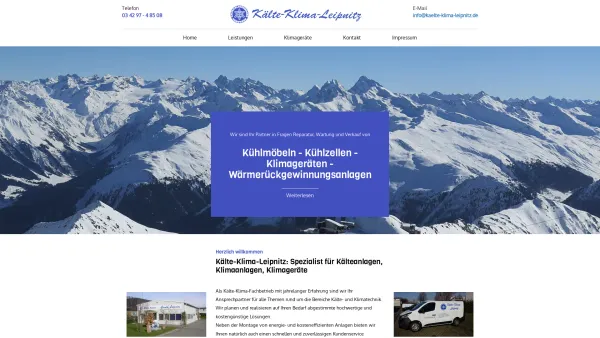 Website Screenshot: Kälte-Klima-Leipnitz Inh. Andre Bauer - Kälteanlagen Sachsen, Klimaanlagen Leipzig, Klimageräte - Date: 2023-06-20 10:38:10