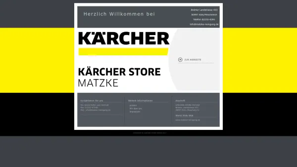 Website Screenshot: Egon Matzke GmbH & Co. KG -  Vermietung · Beratung · Verkauf · Service · Anlagenbau · Reparatur - WILLKOMMEN BEI KÄRCHER STORE MATZKE - Ihr Kärcher Fachhändler in Köln - Date: 2023-06-20 10:38:10