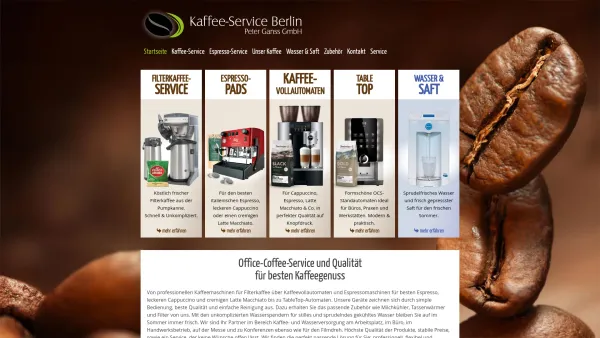 Website Screenshot: Kaffee-Service Berlin Peter Ganss GmbH - Startseite - Kaffee-Service Berlin Peter Ganss GmbH - Date: 2023-06-20 10:38:10