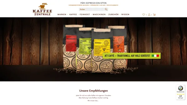 Website Screenshot: Kaffeezentrale DE GmbH - Kaffee & Espresso online kaufen | Kaffeezentrale.de - Date: 2023-06-20 10:42:08