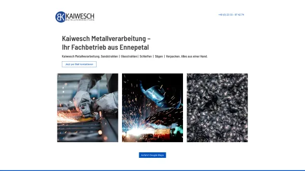 Website Screenshot: Bettina Kaiwesch Lohnarbeiten -  Sägen ·  Sandstrahlen · Schleifen · Verpacken - Kaiwesch Metallverarbeitung | Ennepetal - Date: 2023-06-20 10:38:10