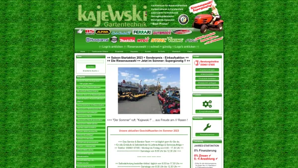 Website Screenshot: Kajewski GmbH - Gartentraktoren & Gartentechnik: XXL-Auswahl supergünstig - Date: 2023-06-20 10:38:10