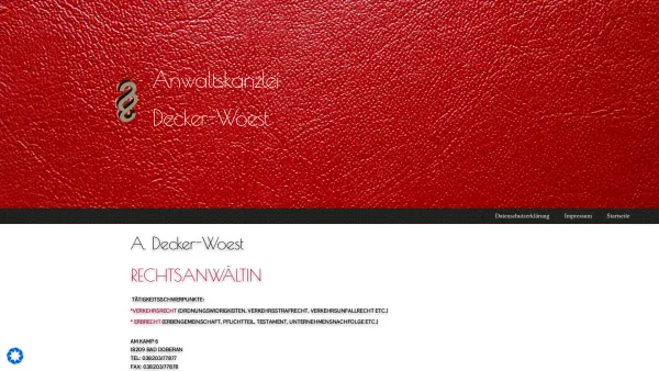 Website Screenshot: Rechtsanwältin Anne Woest - Kanzlei DBR - Date: 2023-06-20 10:38:13