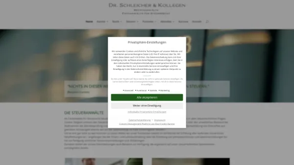 Website Screenshot: DR. SCHLEICHER & KOLLEGEN -  RECHTSANWÄLTE · STEUERBERATER - Kanzlei Dr. Schleicher und Kollegen | Fachanwälte für Steuerrecht - Date: 2023-06-20 10:38:13