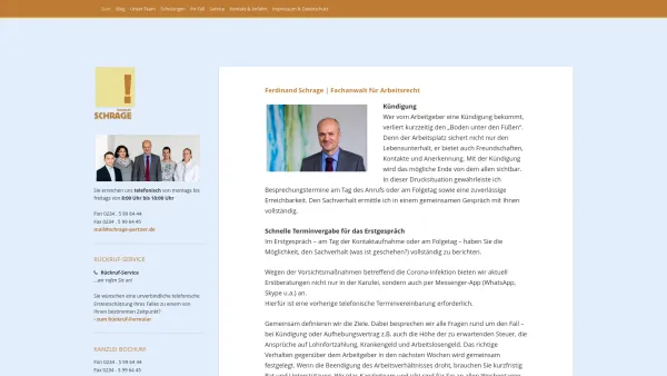 Website Screenshot: Kanzlei Schrage - Anwalt Arbeitsrecht Bochum - Kanzlei Schrage - Date: 2023-06-20 10:38:13