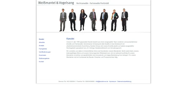 Website Screenshot: Weißmantel & Vogelsang Anwaltssozietät -  Fachanwälte für Arbeitsrecht - Kanzlei - Weißmantel und Vogelsang - Date: 2023-06-20 10:38:13