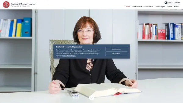 Website Screenshot: Rechtsanwältin Armgard Zimmermann - Home | Armgard Zimmermann - Ihre Fachanwältin für Arbeitsrecht - Date: 2023-06-20 10:42:08