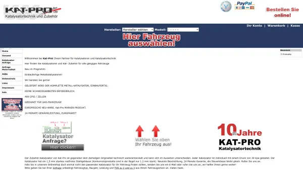 Website Screenshot: Kat-Pro - Katalysator Katalysatoren Kat Hosenrohr Ersatzkatalysator - Date: 2023-06-20 10:38:13