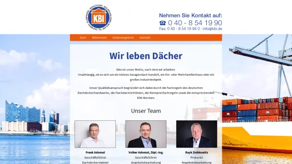 Website Screenshot: KBI Klempnerei Bedachung Isolierung GmbH - KBI GmbH - Flachdachsanierung Klempnerei Bedachung Isolierung in Hamburg - Date: 2023-06-20 10:38:13