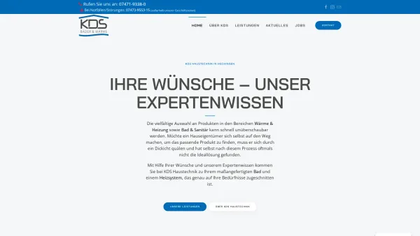 Website Screenshot: KDS Haustechnik GmbH -  Beratung · Planung ·  Verkauf · Installations-Service - Ihr Experte für Ihre Haustechnik - KDS Haustechnik - Date: 2023-06-20 10:38:13