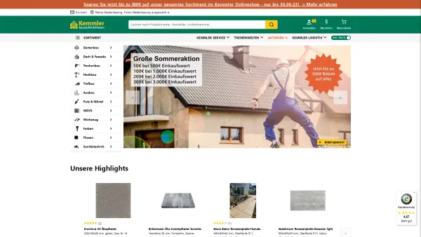Website Screenshot: Kemmler Baustoffe GmbH - Kemmler: Baustoffe online kaufen | kemmler.de - Date: 2023-06-20 10:42:08
