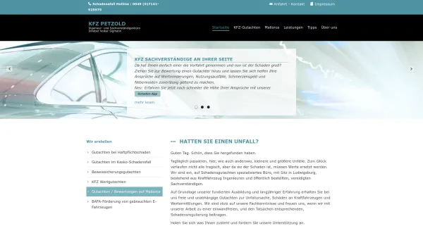 Website Screenshot: Ingenieurbüro Petzold vormals Richter -  Erfahrung seit 30 Jahren - KFZ Gutachten - KFZ Petzold - Date: 2023-06-20 10:38:16