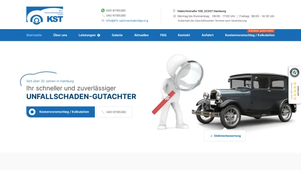 Website Screenshot: KFZ-Sachverständigenteam KST GmbH -  Gutachten · Fahrzeugbewertung · Unfallschäden - Kfz-Gutachter in Hamburg | KST KFZ-Sachverständigenteam GmbH - Date: 2023-06-20 10:38:16