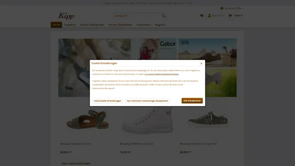 Website Screenshot: Schuhe & Mode Kipp Schuhe in Übergrößen und Untergrößen - Schuh und Mode Kipp - Date: 2023-06-20 10:38:16