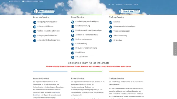 Website Screenshot: Kipp Umwelttechnik GmbH · Jens W. Kipp Tiefbau · - Industriereinigung, Kanal- und Tiefbau-Service › Kipp Umwelttechnik GmbH - Date: 2023-06-20 10:38:16