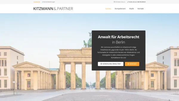 Website Screenshot: KITZMANN & PARTNER Rechtsanwälte 
 Kanzlei für Arbeitsrecht - - Anwalt für Arbeitsrecht Berlin | KITZMANN Rechtsanwälte - Date: 2023-06-20 10:42:08