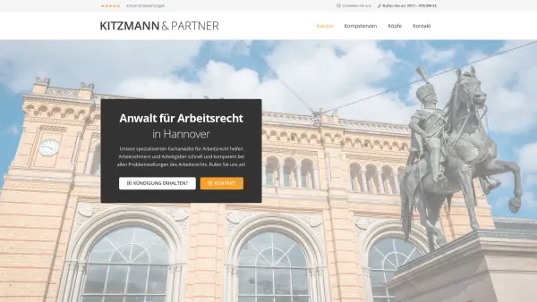 Website Screenshot: KITZMANN & PARTNER Rechtsanwälte Kanzlei für Arbeitsrecht - Anwalt für Arbeitsrecht Hannover | KITZMANN Rechtsanwälte - Date: 2023-06-20 10:42:08