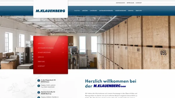 Website Screenshot: M. Klauenberg KG Int. Möbelspedition & Aktenarchivierung - Einstieg - M. Klauenberg GmbH Möbelspedition / Lagerung / Aktenarchivierung - Date: 2023-06-20 10:38:16