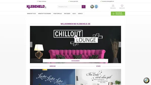 Website Screenshot: designproject media GmbH - Onlineshop für kreative Wanddekorationen - KLEBEHELD®.DE - Date: 2023-06-20 10:38:19