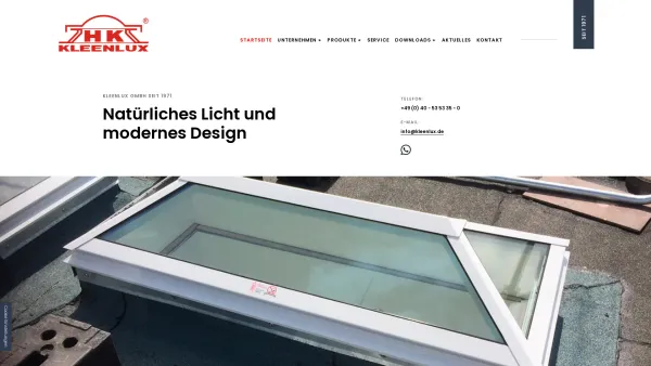 Website Screenshot: KLEENLUX GmbH - Rauchabzugsanlagen vom Lichtkuppelhersteller in Norderstedt - Date: 2023-06-20 10:38:19