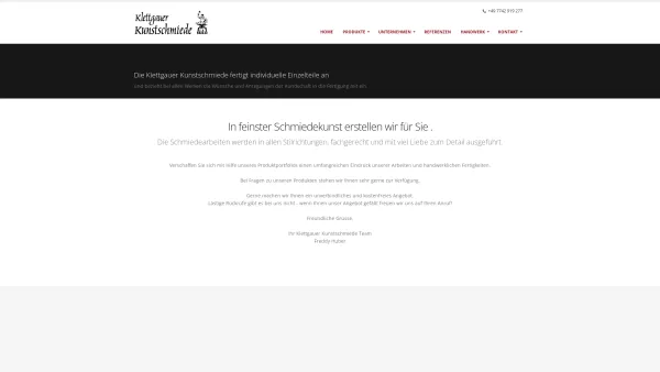 Website Screenshot: Klettgauer Kunstschmiede - Klettgauer Kunstschmiede | Schweiz, Zürich und Klettgau - Date: 2023-06-20 10:38:19