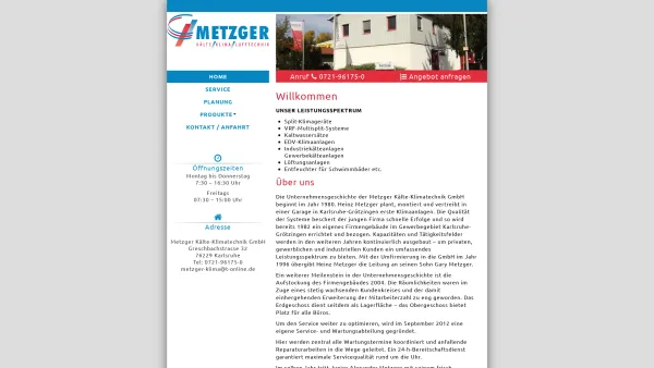 Website Screenshot: Metzger Kälte-Klima Technik GmbH - Kälte Klima Lufttechnik › Metzger Kälte-Klimatechnik GmbH - Date: 2023-06-20 10:38:19
