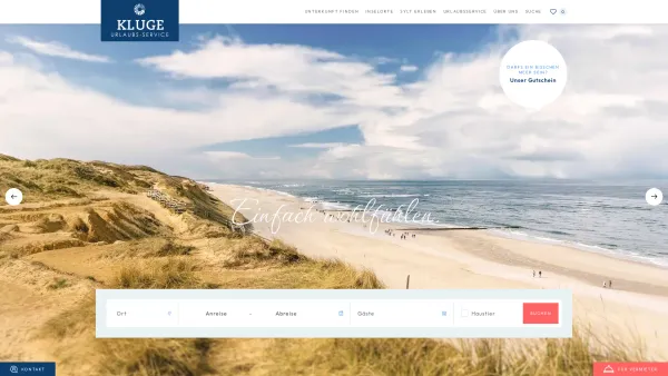 Website Screenshot: Kluge Immobilien Service Sylt GmbH - Ihre Ferienunterkunft auf Sylt – Kluge Urlaubs-Service - Date: 2023-06-20 10:38:19